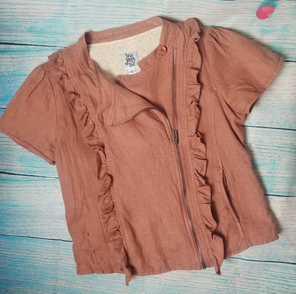 Anthro Ivy Jane ruffled jacket size S